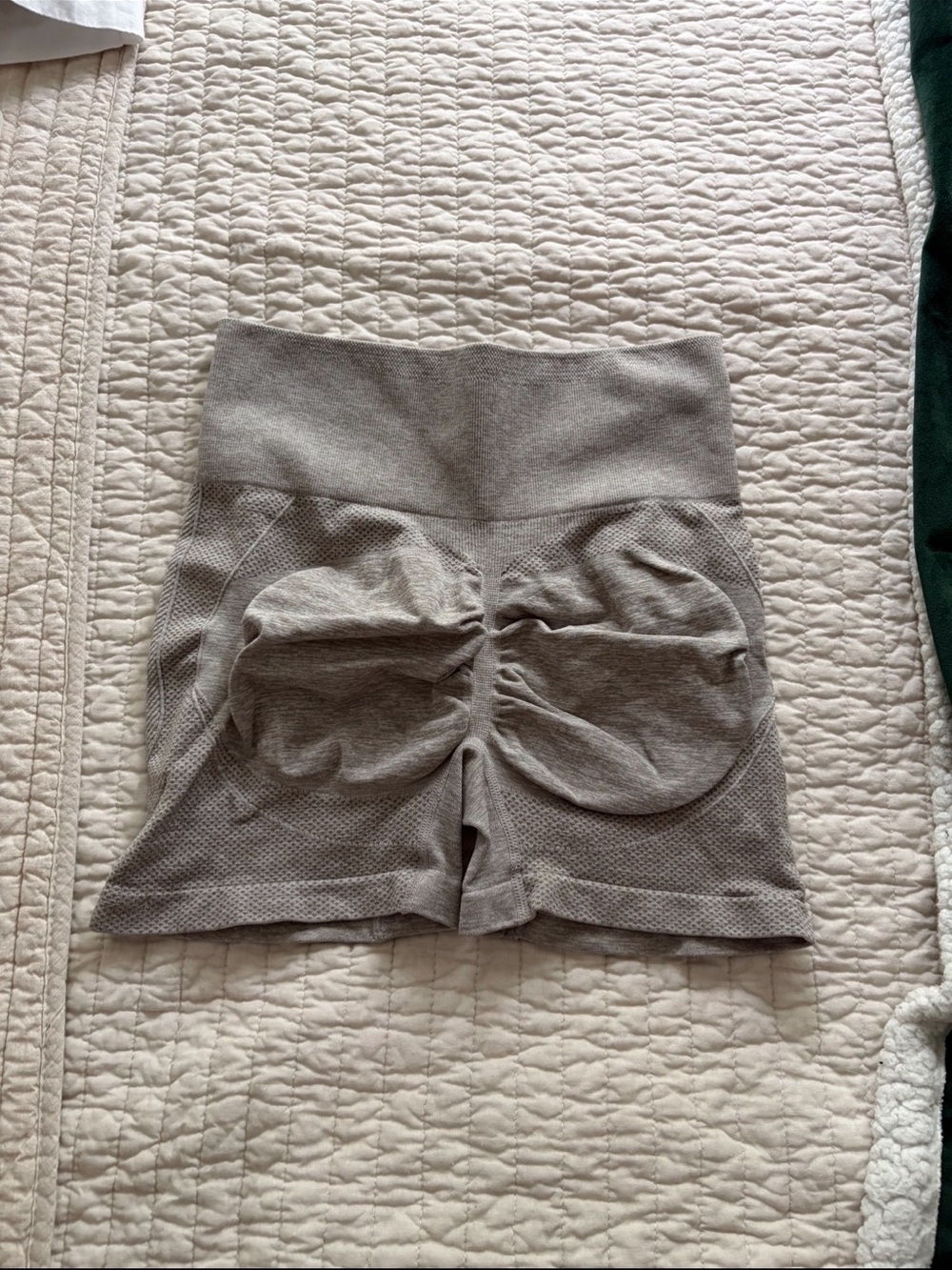 Grey Biker Shorts Scrunch Rouched Athletic Athleisure Workout Gym Running